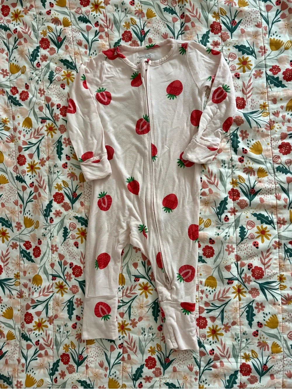 Carter's Pink Purely Soft Zip-Front Strawberry & Floral Sleep Sacks